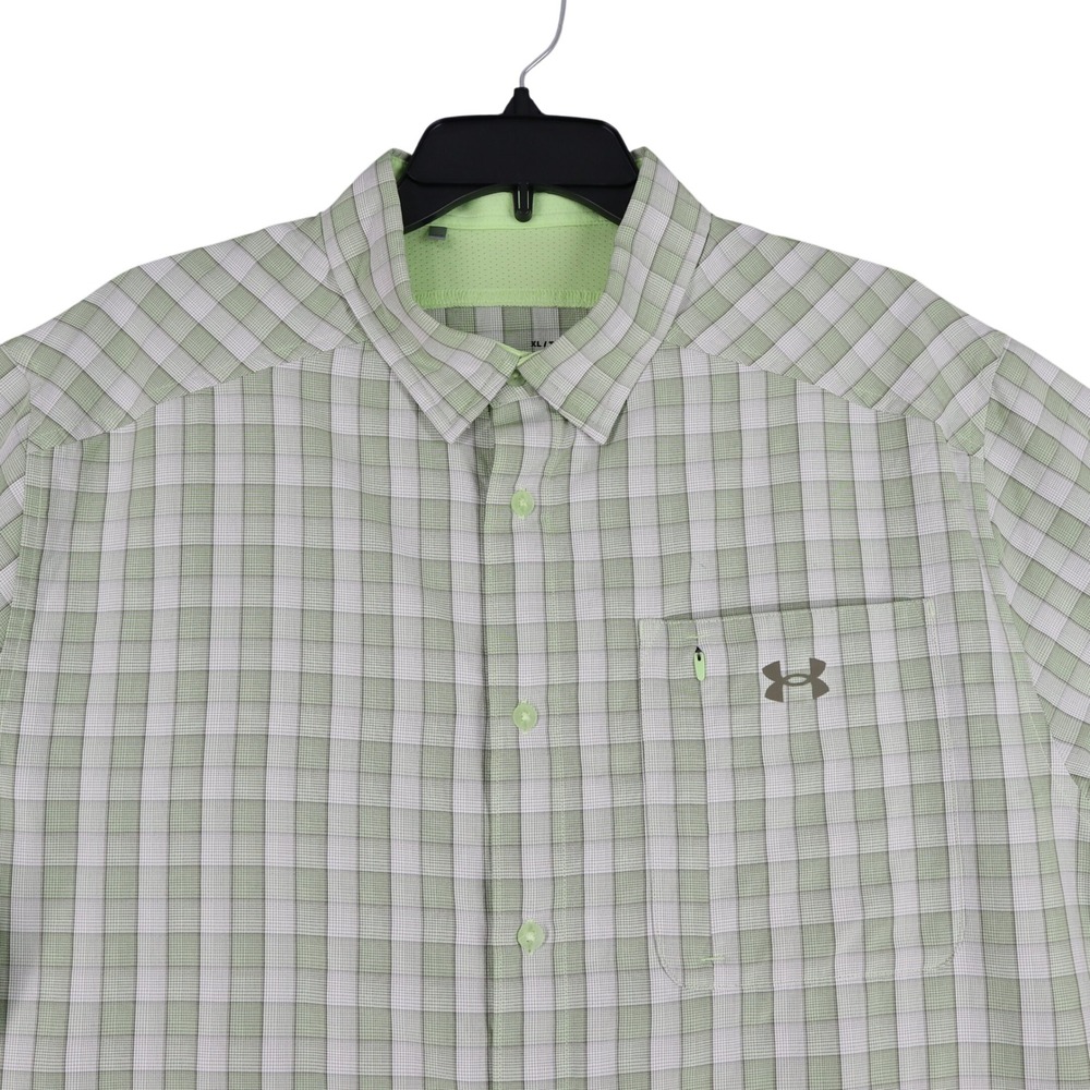 Under Armour Plaid Performance Button Up Shirt Mens XL Fitted Golf Outdoor
